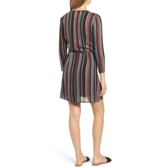 NWT!! RAILS Lola Varadero Stripe Wrap Dress Tie Waist Metallic Mini Medium - Picture 9 of 16
